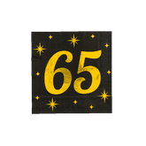 65 Jaar Servetten Zwart Goud 19cm 16st